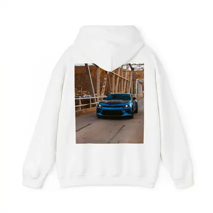 Blue Chevrolet Camaro on Steel Bridge