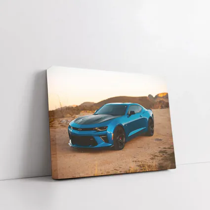 Chevrolet Camaro Blue Desert Sunset Scene