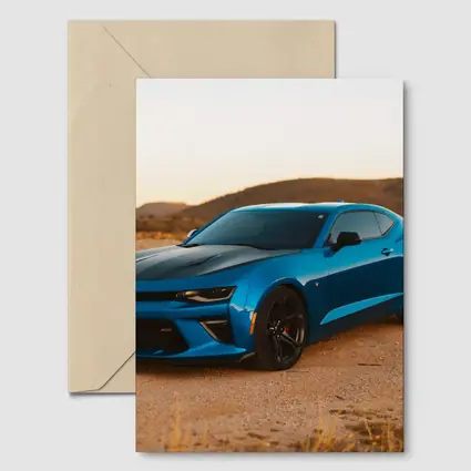 Chevrolet Camaro Blue Desert Sunset Scene