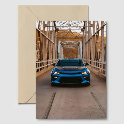 Chevrolet Camaro Blue on Steel Bridge