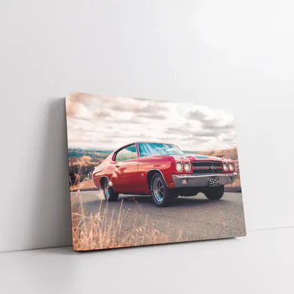 Red Chevrolet Chevelle SS Cloudy Sky