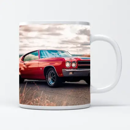 Red Chevrolet Chevelle SS Cloudy Sky
