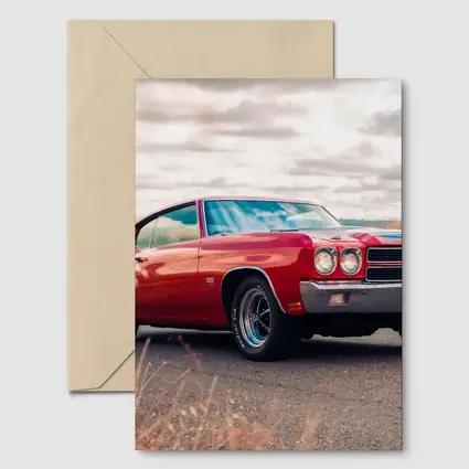 Red Chevrolet Chevelle SS Cloudy Sky