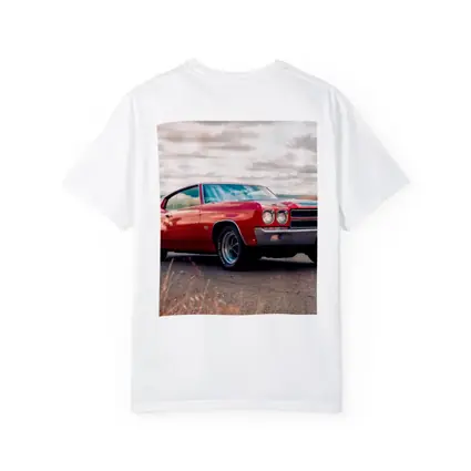 Red Chevrolet Chevelle SS Cloudy Sky