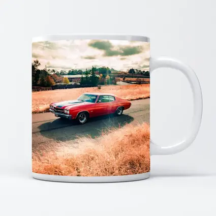 Chevrolet Chevelle Red Muscle Car Rural Road