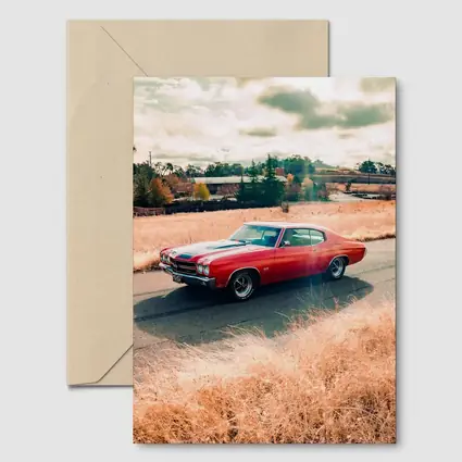 Chevrolet Chevelle Red Muscle Car Rural Road