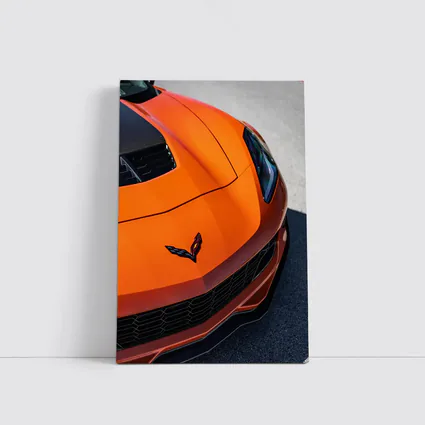 Chevrolet Corvette Orange Hood Close Up