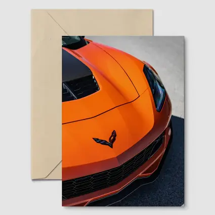 Chevrolet Corvette Orange Hood Close Up