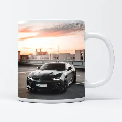 Black Chevrolet Camaro Rooftop Sunset Parking