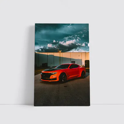 Chevrolet Camaro Orange Muscle Car Stormy Sky
