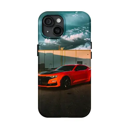 Chevrolet Camaro Orange Muscle Car Stormy Sky