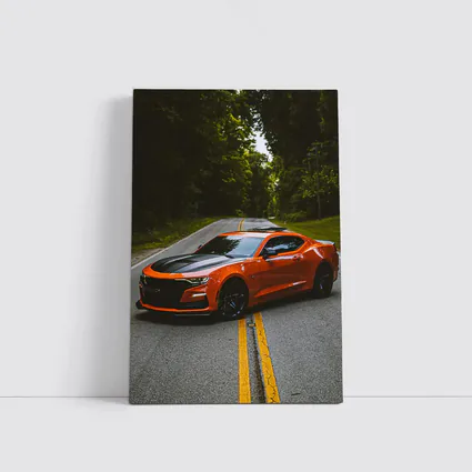 Chevrolet Camaro Orange Muscle Car Forest Road