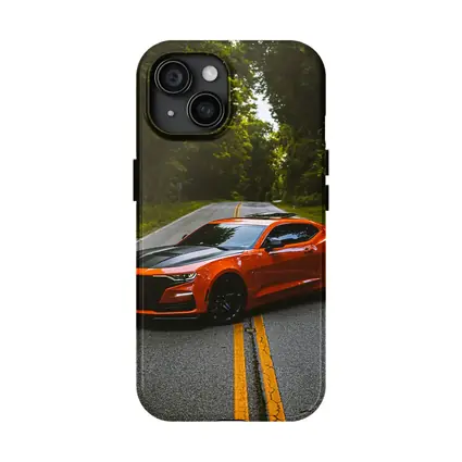 Chevrolet Camaro Orange Muscle Car Forest Road