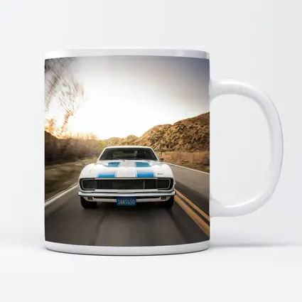 Chevrolet Camaro White Blue Stripes Desert Road