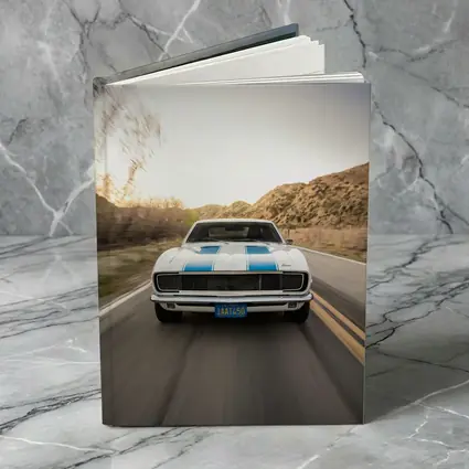 Chevrolet Camaro White Blue Stripes Desert Road
