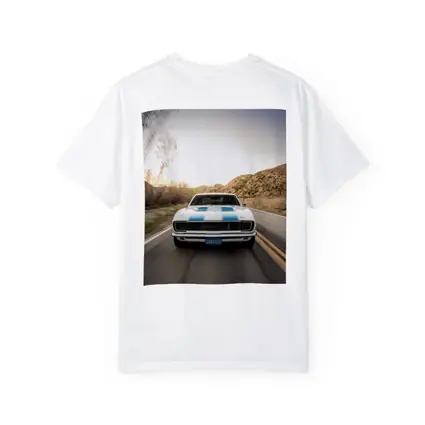 Chevrolet Camaro White Blue Stripes Desert Road