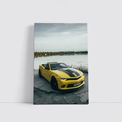 Yellow Chevrolet Camaro Convertible By Lake