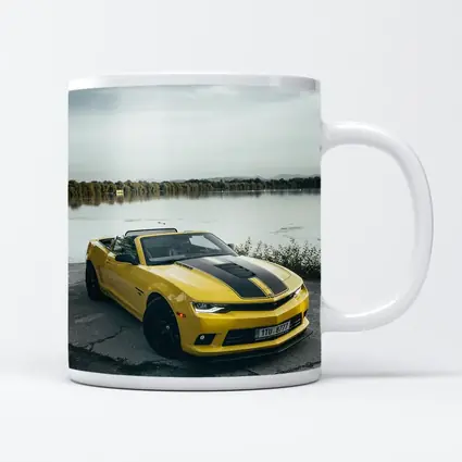 Yellow Chevrolet Camaro Convertible By Lake