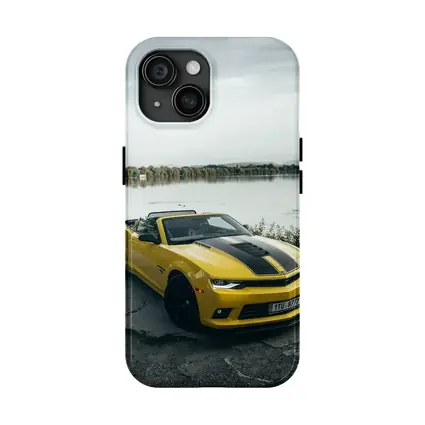 Yellow Chevrolet Camaro Convertible By Lake
