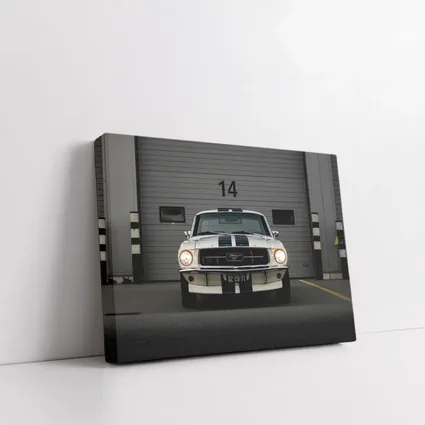 Ford Mustang Classic White Racing Stripes Garage
