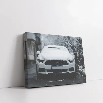Ford Mustang White Snow Winter Street