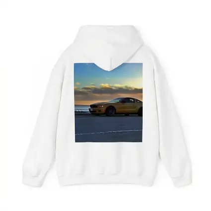 Ford Mustang Gold Coupe Coastal Sunset