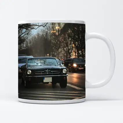 Black Ford Mustang Classic City Street