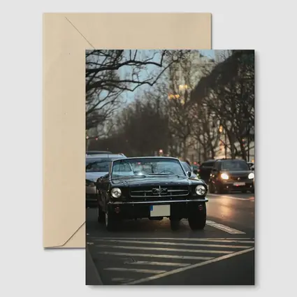 Black Ford Mustang Classic City Street