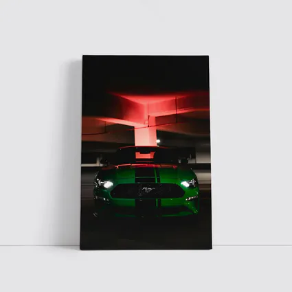 Ford Mustang Green Muscle Car Dark Garage