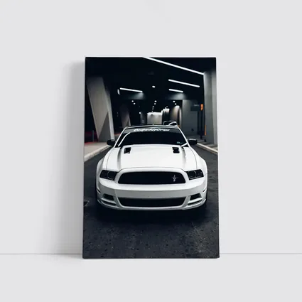 White Ford Mustang Boss Parking Garage Night