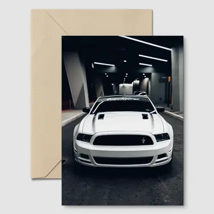 White Ford Mustang Boss Parking Garage Night