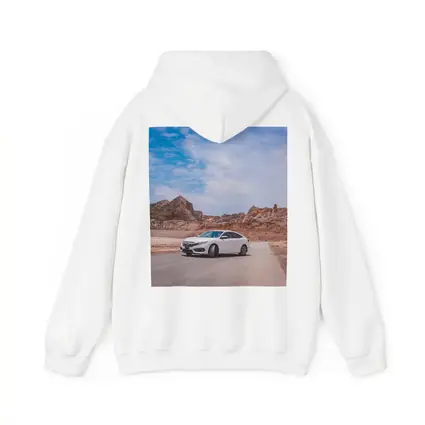 White Honda Civic Rocky Desert Landscape
