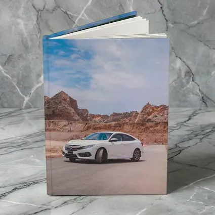 White Honda Civic Rocky Desert Landscape