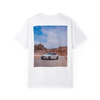 White Honda Civic Rocky Desert Landscape