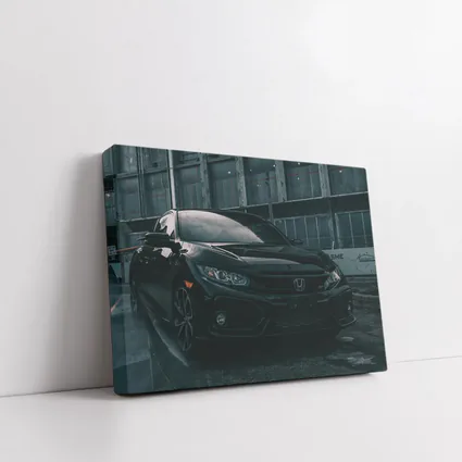 Honda Civic Si Black Rainy Urban Street