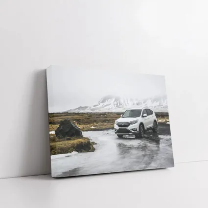 Honda CR-V White SUV Snowy Iceland Landscape