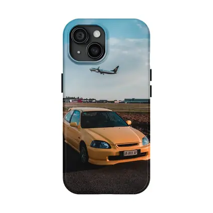 Yellow Honda Civic EK Hatchback Airport