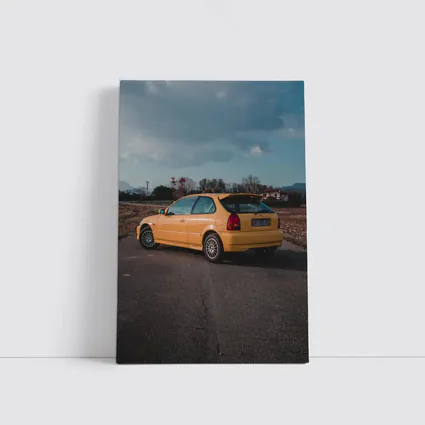 Honda Civic Hatchback Yellow Country Road
