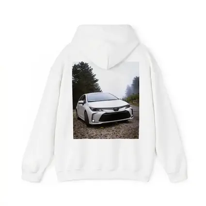 Toyota Corolla White Sedan Misty Forest Road