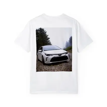 Toyota Corolla White Sedan Misty Forest Road