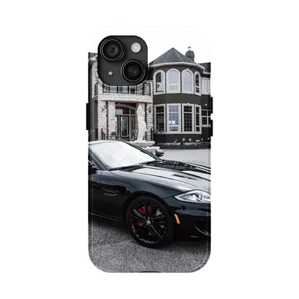 Black Jaguar XK Roadster Luxury Mansion Driveway
