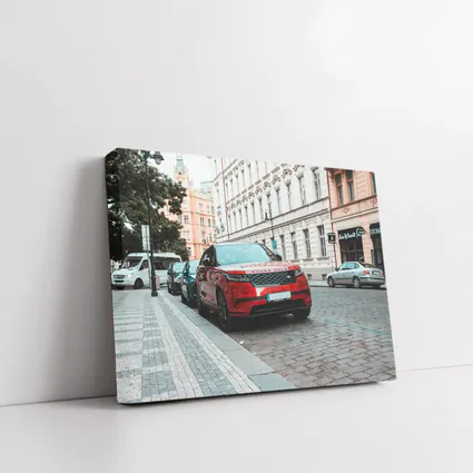 Red Range Rover Velar European City Street