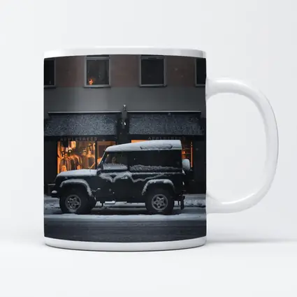 Land Rover Defender Snow Covered City Street
