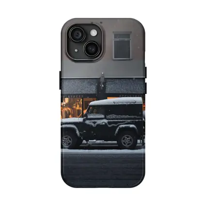 Land Rover Defender Snow Covered City Street