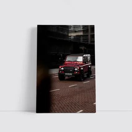 Land Rover Defender Red Urban Street Scene