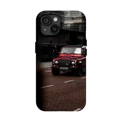 Land Rover Defender Red Urban Street Scene