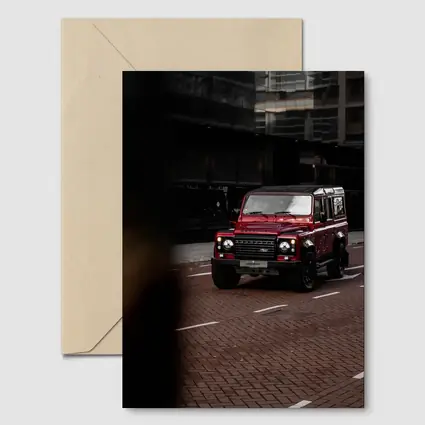 Land Rover Defender Red Urban Street Scene