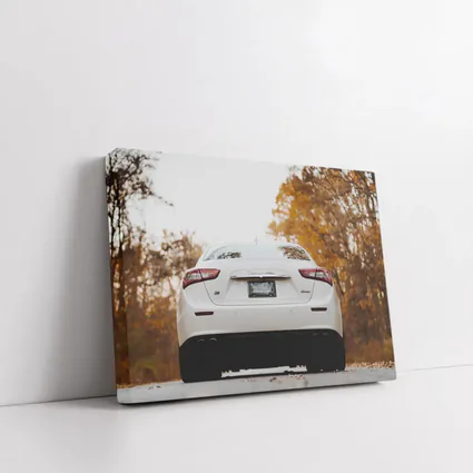 Maserati Ghibli White Sedan Autumn Road