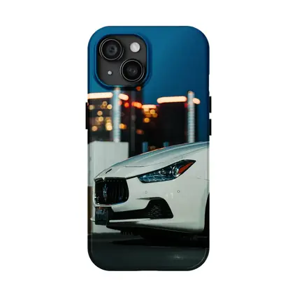 Maserati Ghibli White City Night Background