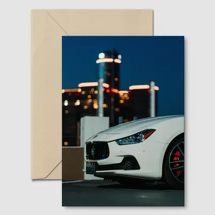 Maserati Ghibli White City Night Background